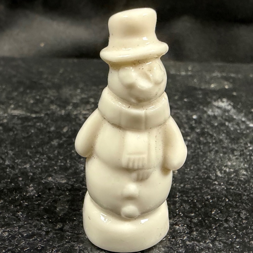 Wade Whimsies Snowman Figurine White Porcelain Mid Century Made in England